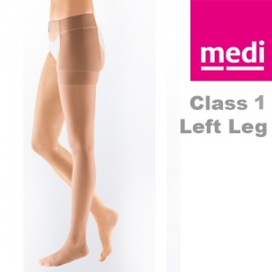 Medi Mediven Plus Class 1 Beige Left Leg Stocking with Waist Attachment and Open Toe