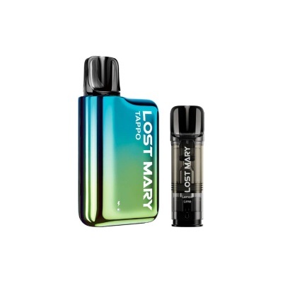 Lost Mary Tappo Rechargeable Blue Green Vape with Lemon Lime Prefilled Pod