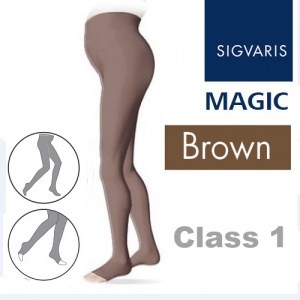 Sigvaris Magic Class 1 Open Toe Maternity Compression Tights - Brown