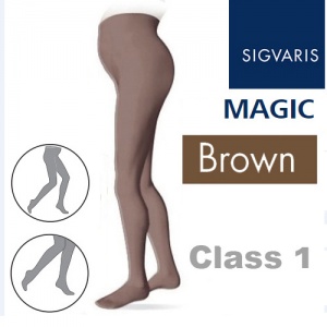 Sigvaris Magic Class 1 Closed Toe Maternity Compression Tights - Brown