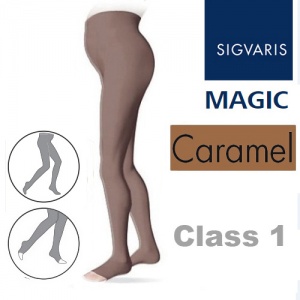 Sigvaris Magic Class 1 Open Toe Maternity Compression Tights - Caramel