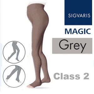 Sigvaris Magic Class 2 Open Toe Maternity Compression Tights - Grey