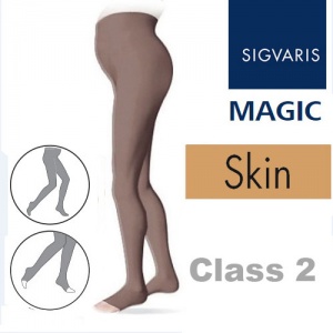 Sigvaris Magic Class 2 Open Toe Maternity Compression Tights - Skin