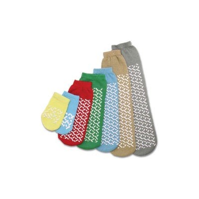 Medline Single Tread MEDIUM/GREEN Slipper Socks (Five Pairs)