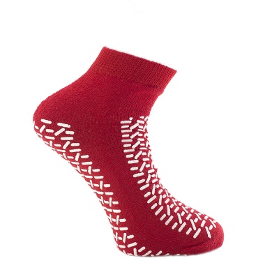 Medline One Size Fits Most Double Tread RED Slipper Socks (Five Pairs)
