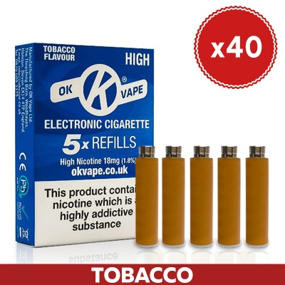 OK Vape E-Cigarette Tobacco Refill Cartridges Saver Pack (40 Packs)