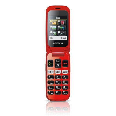 Emporia One V200 Flip Phone for Seniors (Red)