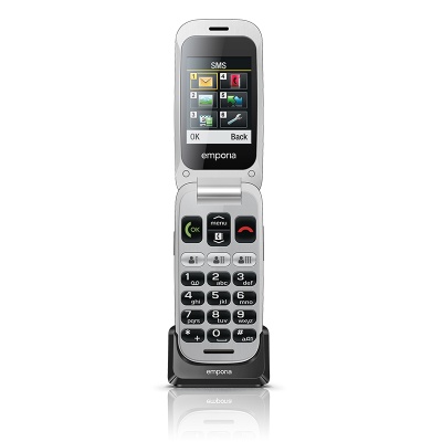 Emporia One V200 Flip Phone for Seniors (Silver)