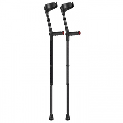 Ossenberg Black Closed-Cuff Soft-Grip Double Adjustable Forearm Crutches (Pair)