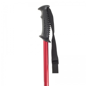 Red Height-Adjustable Hiking Pole with Contoured Handle