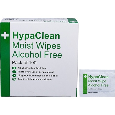 Safety First Aid HypaClean Alcohol-Free Moist Wipes (Pack of 100)