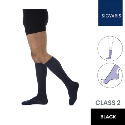 Sigvaris Essential Coton Black Class 2 Men's Socks with Open Toe