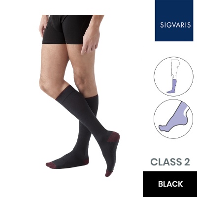 Sigvaris Style Colours Male Class 2 Black and Aubergine Compression Socks