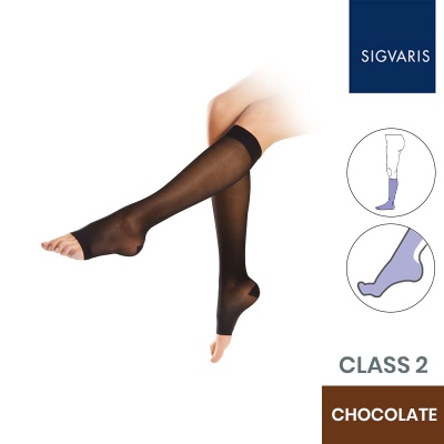 Sigvaris Essential Semitransparent Class 2 Knee High Chocolate Compression Stockings