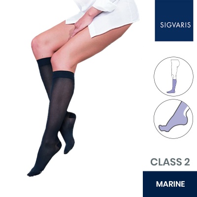 Sigvaris Essential Semitransparent Class 2 Knee High Marine Compression Stockings