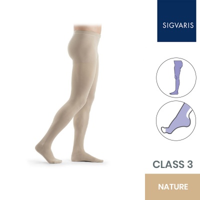 Sigvaris Essential Thermoregulating Unisex Class 3 Nature Compression Tights with Open Toe