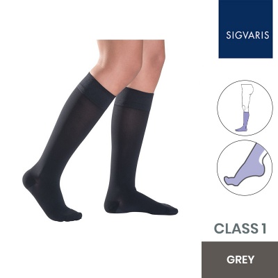 Sigvaris Style Semitransparent Class 1 Knee High Grey Compression Stockings