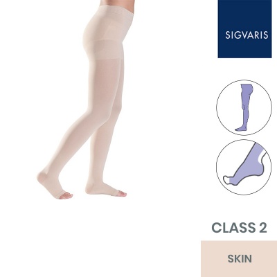 Sigvaris Style Semitransparent Class 2 Skin Compression Tights with Open Toe