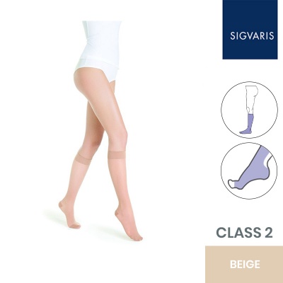 Sigvaris Style Transparent Class 2 Knee High Beige One (110) Compression Stockings with Open Toe
