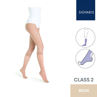 Sigvaris Style Transparent Class 2 Knee High Beige Two (120) Compression Stockings with Open Toe