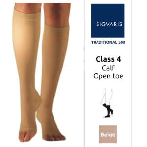 Sigvaris Traditional 500 Calf Class 4 (RAL) Beige Compression Stockings with Open Toe