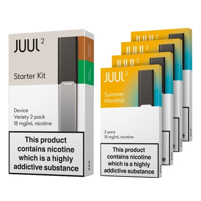 JUUL2 Vape Device Starter Kit and Summer Menthol JUUL Pods Saver Pack