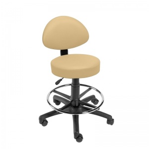 Sunflower Medical Beige Gas-Lift Stool with Back Rest and Foot Ring