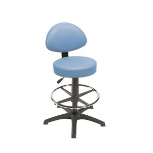 Sunflower Medical Cool Blue Gas-Lift Stool with Back Rest, Foot Ring and Glides