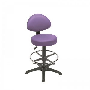 Sunflower Medical Lilac Gas-Lift Stool with Back Rest, Foot Ring and Glides