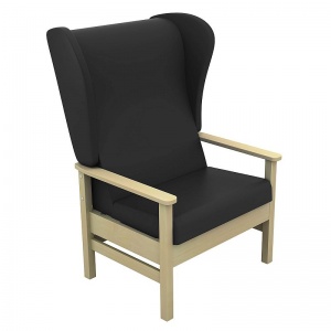 Sunflower Medical Atlas Black High-Back Vinyl Bariatric Patient Armchair with Wings