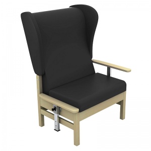 Sunflower Medical Atlas Black High-Back Vinyl Bariatric Patient Armchair with Drop Arms and Wings