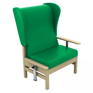 Sunflower Medical Atlas Green High-Back Vinyl Bariatric Patient Armchair with Drop Arms and Wings