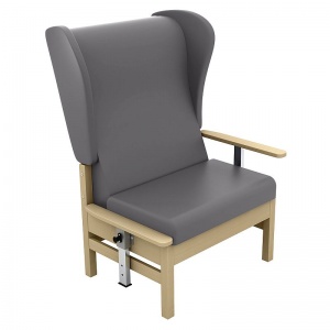 Sunflower Medical Atlas Grey High-Back Vinyl Bariatric Patient Armchair with Drop Arms and Wings