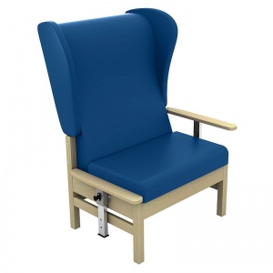 Sunflower Medical Atlas Navy High-Back Vinyl Bariatric Patient Armchair with Drop Arms and Wings