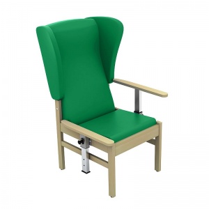 Sunflower Medical Atlas Green High-Back Vinyl Patient Armchair with Drop Arms and Wings
