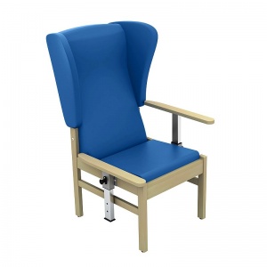 Sunflower Medical Atlas Navy High-Back Vinyl Patient Armchair with Drop Arms and Wings