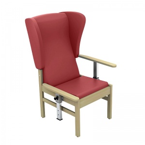 Sunflower Medical Atlas Red Wine High-Back Vinyl Patient Armchair with Drop Arms and Wings