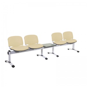Sunflower Medical Beige Vinyl Venus Visitor 5 Section Seating with Table and Four Seats