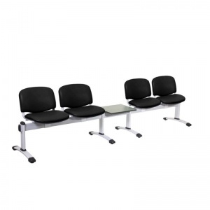 Sunflower Medical Black Vinyl Venus Visitor 5 Section Seating with Table and Four Seats