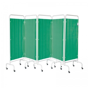 Sunflower Medical Forest Green Mobile Five-Panel Folding Hospital Ward Curtained Screen