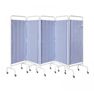 Sunflower Medical Summer Blue Mobile Five-Panel Folding Hospital Ward Curtained Screen