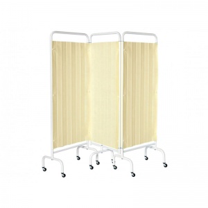 Sunflower Medical Beige Mobile Three-Panel Folding Hospital Ward Curtained Screen