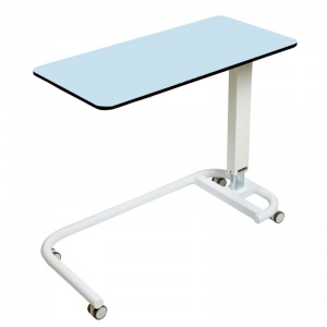Sunflower Medical Blue Over Bed Table with C-Shaped Base and Compact Grade Laminate Flat Top