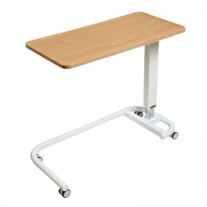 Sunflower Medical Beech Over Bed Table with C-Shaped Base and Recessed High Impact PVC Flat Top