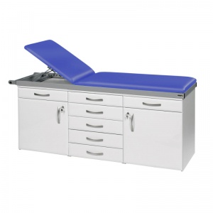 Sunflower Medical Mid Blue Two-Section Specialist Treatment Couch with Drawers and Two Cupboards