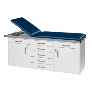 Sunflower Medical Navy Two-Section Specialist Treatment Couch with Drawers and Two Cupboards
