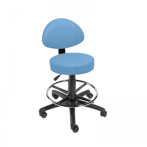 Sunflower Medical Cool Blue Gas-Lift Stool with Back Rest and Foot Ring
