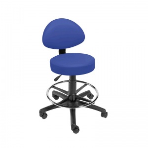 Sunflower Medical Mid Blue Gas-Lift Stool with Back Rest and Foot Ring