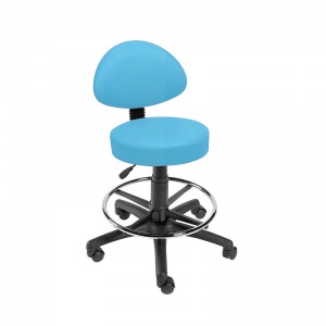 Sunflower Medical Sky Blue Gas-Lift Stool with Back Rest and Foot Ring