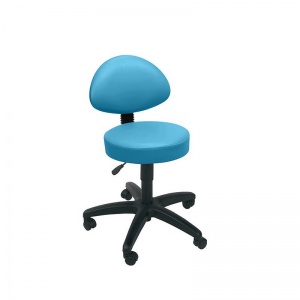 Sunflower Medical Sky Blue Gas-Lift Stool with Back Rest